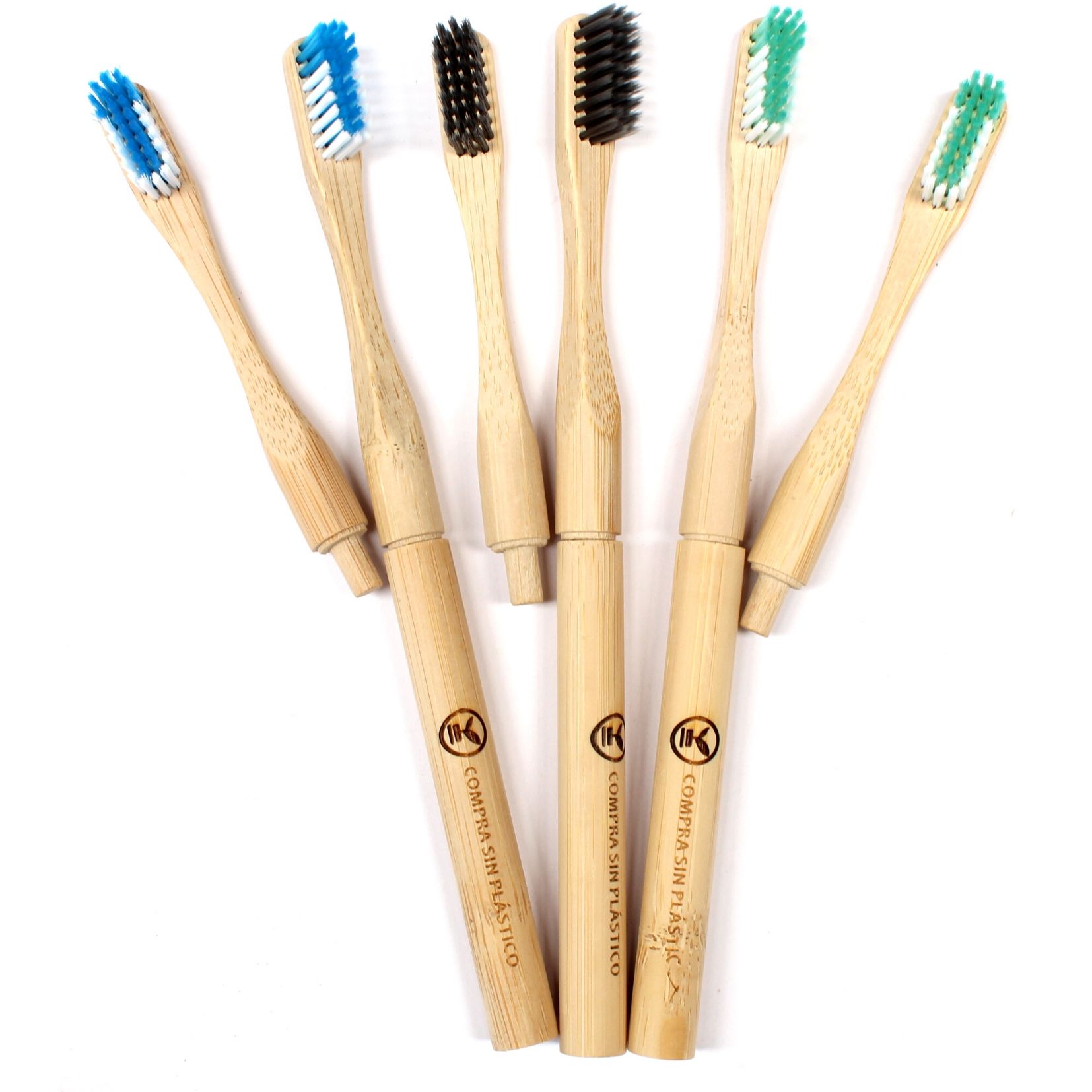 numerado individualmente arcoíris con cerdas de nailon sin BPA ecológico Cepillo de dientes de bambú natural Kobwa biodegradable paquete de 4